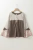 Goat Colourblock Floral Patchwork Flared Sleeve Buttons Henley Top sold by Beagle Boutique