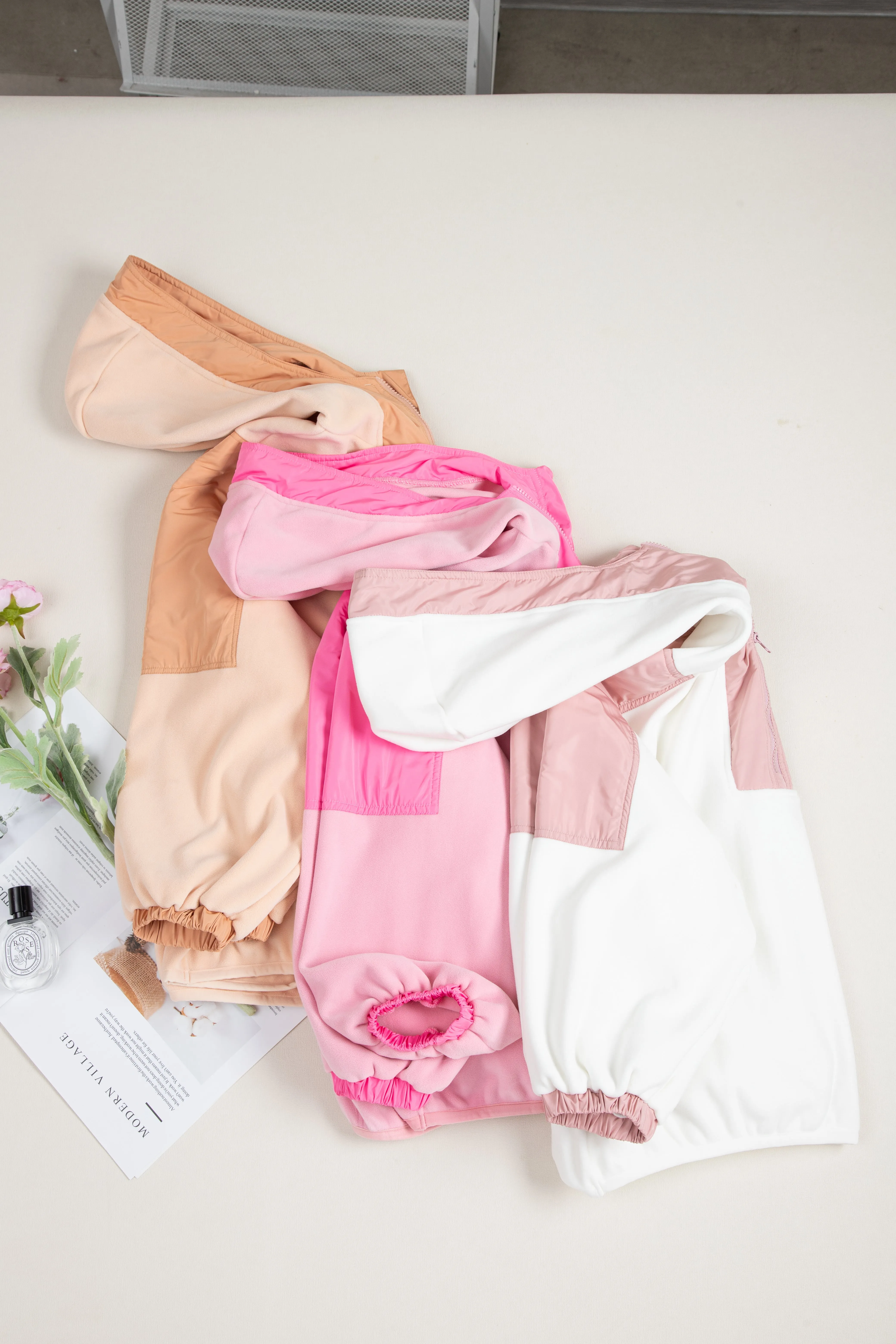 Pink Colourblock Patchwork Half Zip Oversized Sherpa Hoodie sold by Beagle Boutique product image thumbnail 4