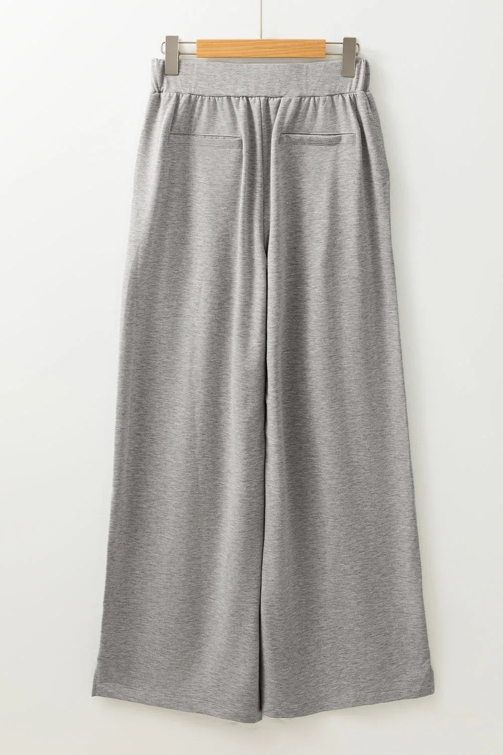 Medium Grey Central Seam Wide Leg High Waist Knit Casual Trousers sold by Beagle Boutique product image thumbnail 5