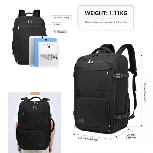 EM2207 - Kono Multifunctional Portable Travel Backpack Cabin Luggage Bag - Black sold by Beagle Boutique product image thumbnail 4