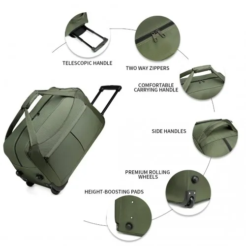EQ2235 - Kono Foldable Large Capacity Trolley Travel Bag - Green sold by Beagle Boutique product image thumbnail 5