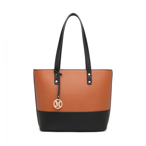 LG2023 - Miss Lulu 3 Piece Leather Look Tote Bag Set - Black And Brown sold by Beagle Boutique product image thumbnail 2