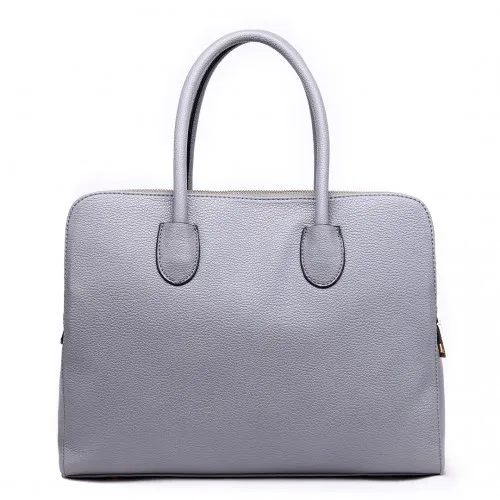 LT1726 - Miss Lulu Textured PU Leather Medium Size Classic Tote Bag Shoulder Bag Grey sold by Beagle Boutique product image thumbnail 4