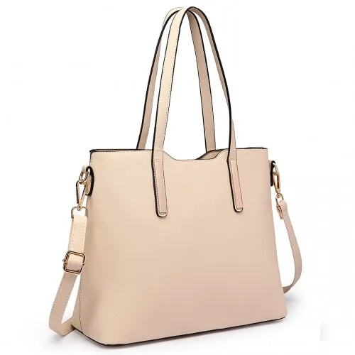 LT6648 - Miss Lulu Three Piece Tote Shoulder Bag And Clutch - Beige sold by Beagle Boutique product image thumbnail 3