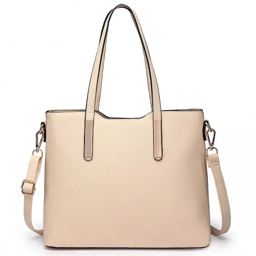 LT6648 - Miss Lulu Three Piece Tote Shoulder Bag And Clutch - Beige sold by Beagle Boutique product image thumbnail 2