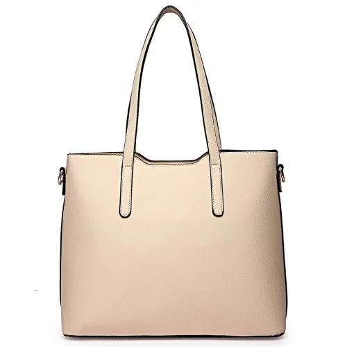 LT6648 - Miss Lulu Three Piece Tote Shoulder Bag And Clutch - Beige sold by Beagle Boutique product image thumbnail 4