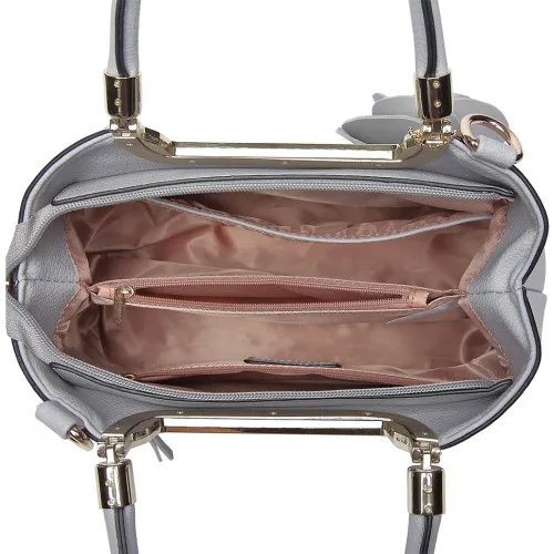 LG1847 - MISS LULU PU LEATHER ROSE HANGING ORNAMENT HANDBAG - GREY sold by Beagle Boutique product image thumbnail 3