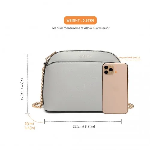 LT2101 - Miss Lulu Cross-Body Sleek Handbag - Grey sold by Beagle Boutique product image thumbnail 4