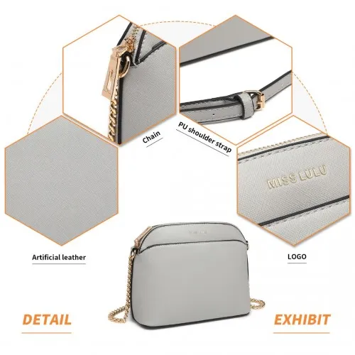 LT2101 - Miss Lulu Cross-Body Sleek Handbag - Grey sold by Beagle Boutique product image thumbnail 5
