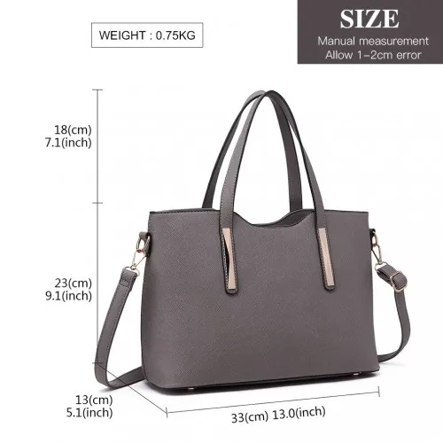 S1719 - Miss Lulu Pu Leather Handbag & Purse - Grey sold by Beagle Boutique product image thumbnail 4