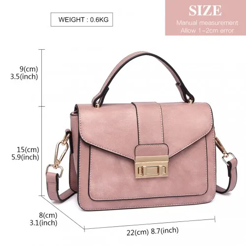 LB2033 - Miss Lulu Leather Look Midi Handbag - Pink sold by Beagle Boutique product image thumbnail 4