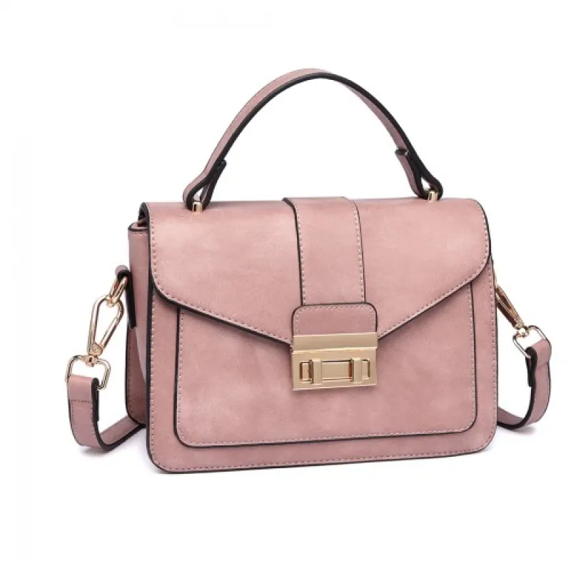 LB2033 - Miss Lulu Leather Look Midi Handbag - Pink sold by Beagle Boutique
