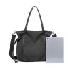 EH2220 - Kono Large Capacity Canvas And Leather Fusion Shoulder Tote Bag - Black sold by Beagle Boutique
