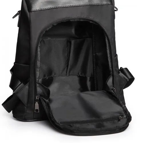 LG1903 - Miss Lulu Two Way Backpack Shoulder Bag with Pom Pom Pendant - Black sold by Beagle Boutique product image thumbnail 4