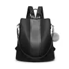 LG1903 - Miss Lulu Two Way Backpack Shoulder Bag with Pom Pom Pendant - Black sold by Beagle Boutique