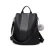 LG1903 - Miss Lulu Two Way Backpack Shoulder Bag with Pom Pom Pendant - Black sold by Beagle Boutique