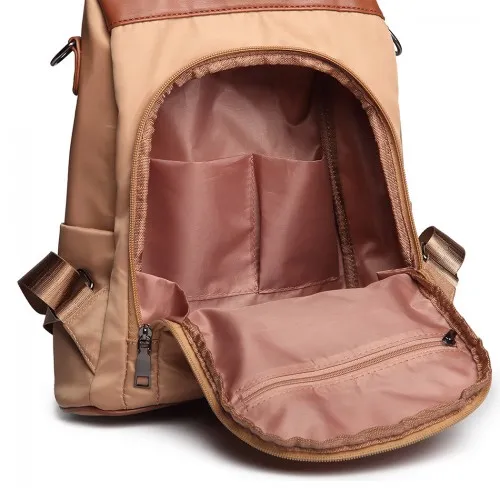 LG1903 - Miss Lulu Two Way Backpack Shoulder Bag with Pom Pom Pendant - Brown sold by Beagle Boutique product image thumbnail 4