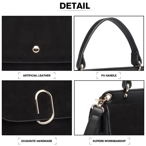 LB6871-MISS LULU STYLISH LADIES LEATHER HANDBAG SHOULDER BAG BLACK sold by Beagle Boutique product image thumbnail 4