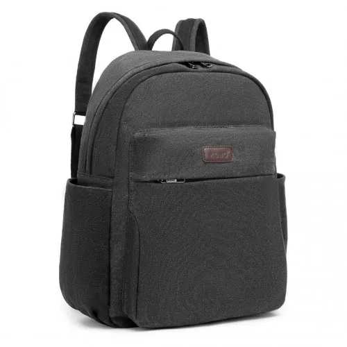 EB2234 - Kono Canvas Lightweight Casual School Backpack - Black sold by Beagle Boutique product image thumbnail 2