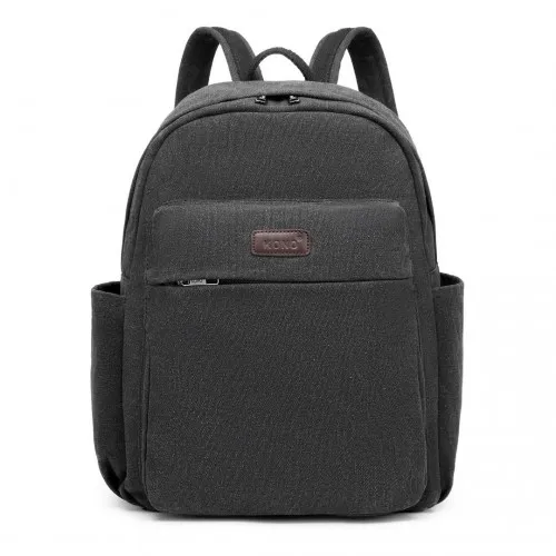 EB2234 - Kono Canvas Lightweight Casual School Backpack - Black sold by Beagle Boutique