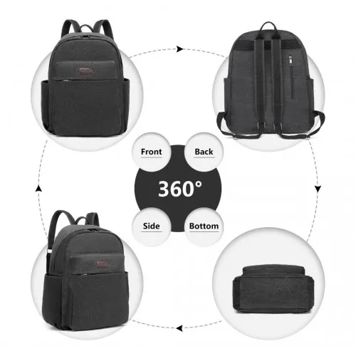 EB2234 - Kono Canvas Lightweight Casual School Backpack - Black sold by Beagle Boutique product image thumbnail 3