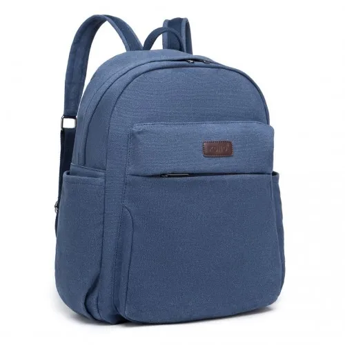 EB2234 - Kono Canvas Lightweight Casual School Backpack - Navy sold by Beagle Boutique product image thumbnail 2