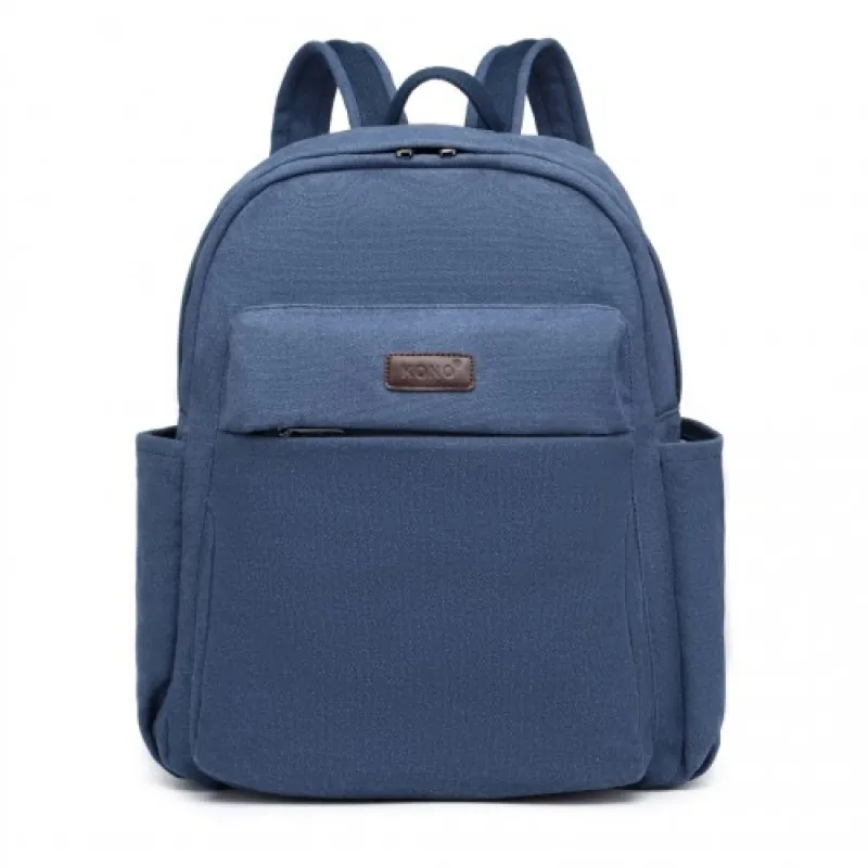 EB2234 - Kono Canvas Lightweight Casual School Backpack - Navy sold by Beagle Boutique