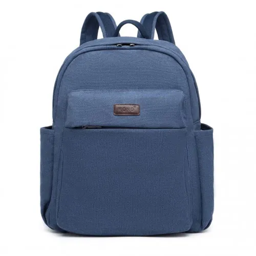 EB2234 - Kono Canvas Lightweight Casual School Backpack - Navy sold by Beagle Boutique