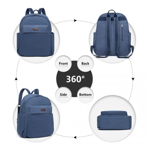 EB2234 - Kono Canvas Lightweight Casual School Backpack - Navy sold by Beagle Boutique product image thumbnail 3