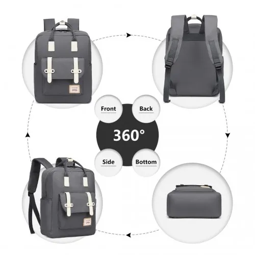EB2211 - Kono Casual Daypack Lightweight Backpack Travel Bag - Grey sold by Beagle Boutique product image thumbnail 3