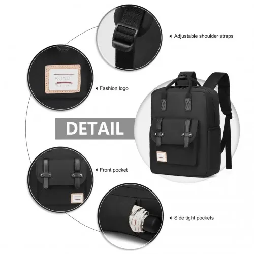 EB2211 - Kono Casual Daypack Lightweight Backpack Travel Bag - Black sold by Beagle Boutique product image thumbnail 5