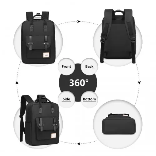 EB2211 - Kono Casual Daypack Lightweight Backpack Travel Bag - Black sold by Beagle Boutique product image thumbnail 3