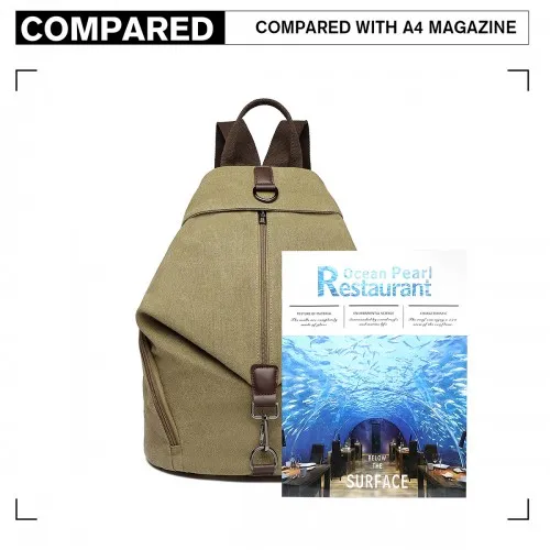 EB2044 - Kono Fashion Anti-Theft Canvas Backpack - Khaki sold by Beagle Boutique product image thumbnail 5