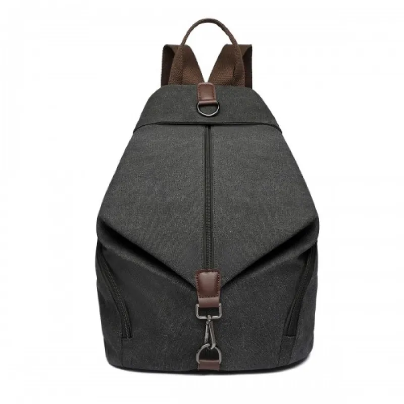 EB2044 - Kono Fashion Anti-Theft Canvas Backpack - Black sold by Beagle Boutique