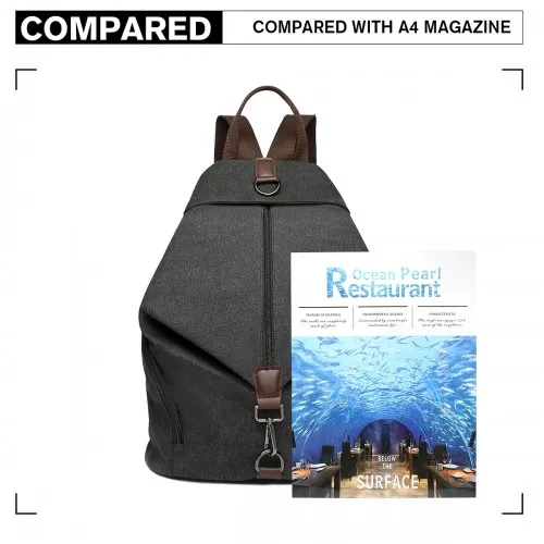 EB2044 - Kono Fashion Anti-Theft Canvas Backpack - Black sold by Beagle Boutique product image thumbnail 5