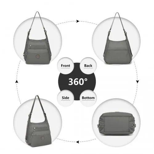 EH2063 - Kono Three Way Multipurpose Casual Shoulder Bag With Double Zippers - Grey sold by Beagle Boutique product image thumbnail 3