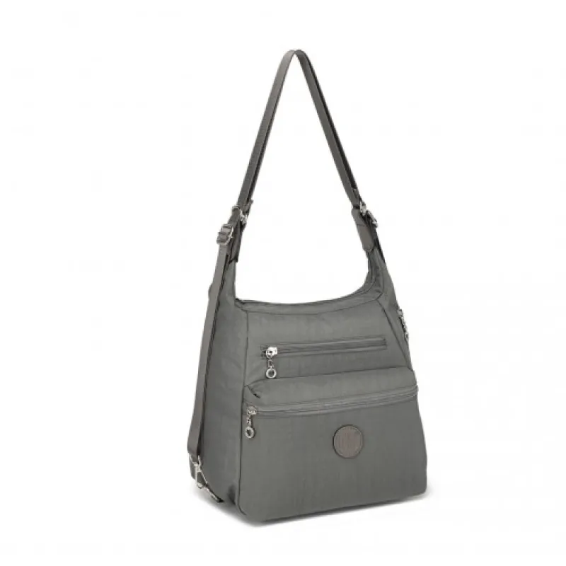 EH2063 - Kono Three Way Multipurpose Casual Shoulder Bag With Double Zippers - Grey sold by Beagle Boutique