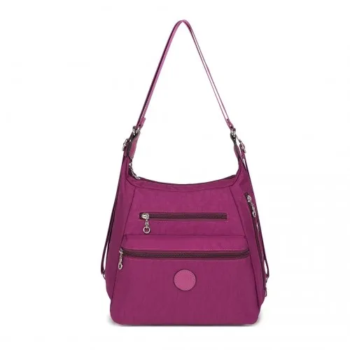 EH2063 - Kono Three Way Multipurpose Casual Shoulder Bag With Double Zippers - Purple sold by Beagle Boutique product image thumbnail 2