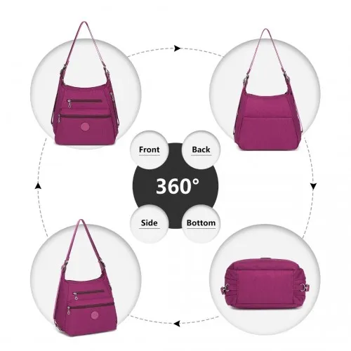 EH2063 - Kono Three Way Multipurpose Casual Shoulder Bag With Double Zippers - Purple sold by Beagle Boutique product image thumbnail 3