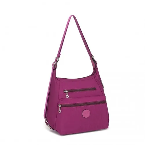EH2063 - Kono Three Way Multipurpose Casual Shoulder Bag With Double Zippers - Purple sold by Beagle Boutique