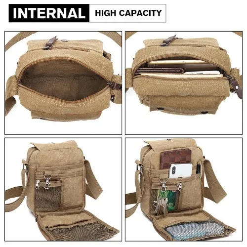 E1971 - Kono Multi Pocket Cross Body Shoulder Bag - Khaki sold by Beagle Boutique product image thumbnail 5