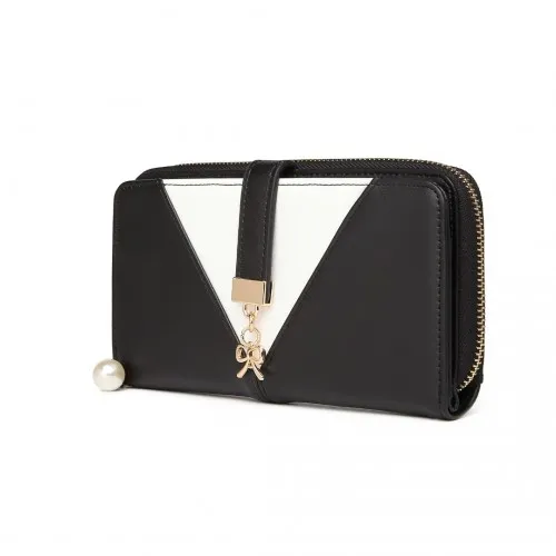LP2216 - Miss Lulu Two Tone Women's Leather Look Clutch Purse - Black sold by Beagle Boutique product image thumbnail 2