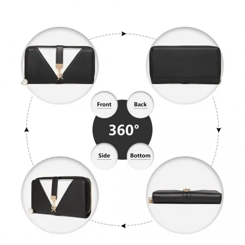 LP2216 - Miss Lulu Two Tone Women's Leather Look Clutch Purse - Black sold by Beagle Boutique product image thumbnail 3