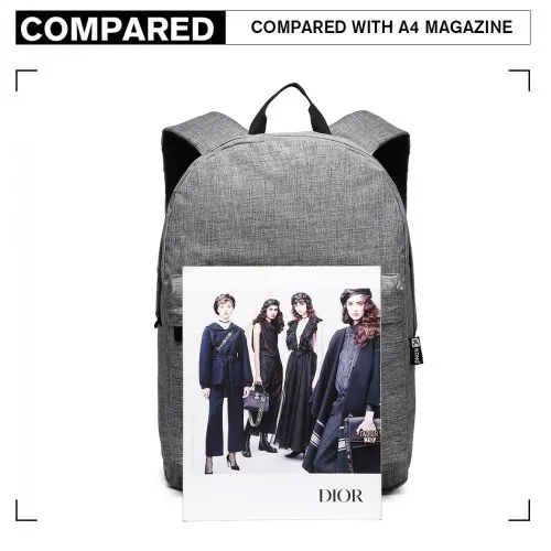 E1930 - Kono Durable Polyester Everyday Backpack With Sleek Design - Grey sold by Beagle Boutique product image thumbnail 4