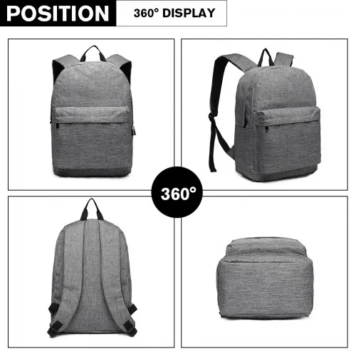 E1930 - Kono Durable Polyester Everyday Backpack With Sleek Design - Grey sold by Beagle Boutique product image thumbnail 3