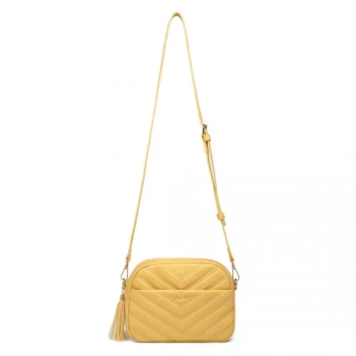 LA2119-1 - Miss LuLu Lightweight Quilted Leather Cross body Bag - Yellow sold by Beagle Boutique product image thumbnail 3