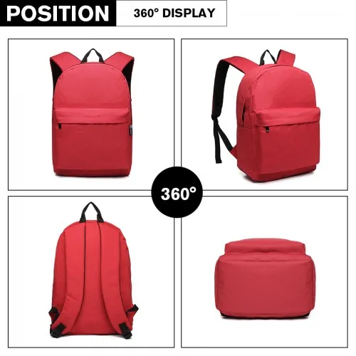 E1930 - Kono Durable Polyester Everyday Backpack With Sleek Design - Red sold by Beagle Boutique product image thumbnail 3