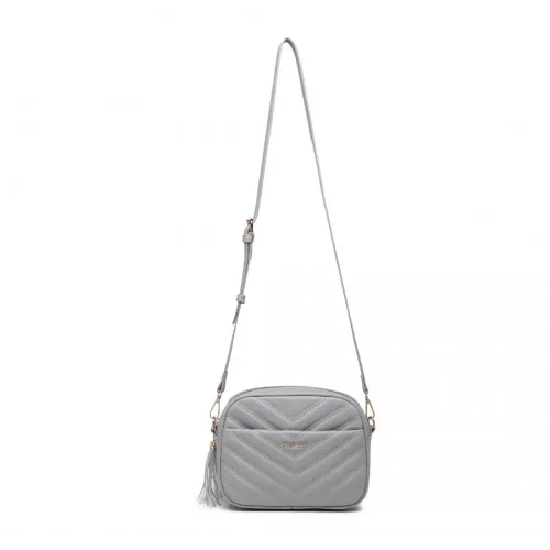 LA2119-1 - Miss LuLu Lightweight Quilted Leather Cross body Bag - Grey sold by Beagle Boutique product image thumbnail 3