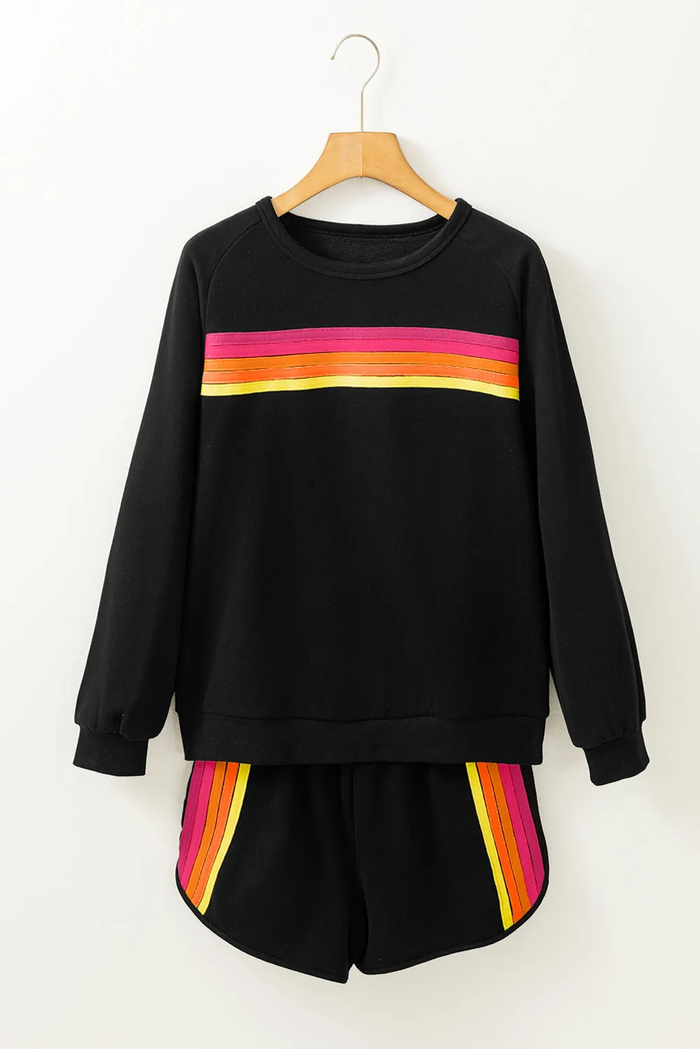 Black Striped Accent Pullover and Shorts Two Piece Casual Set sold by Beagle Boutique product image thumbnail 5
