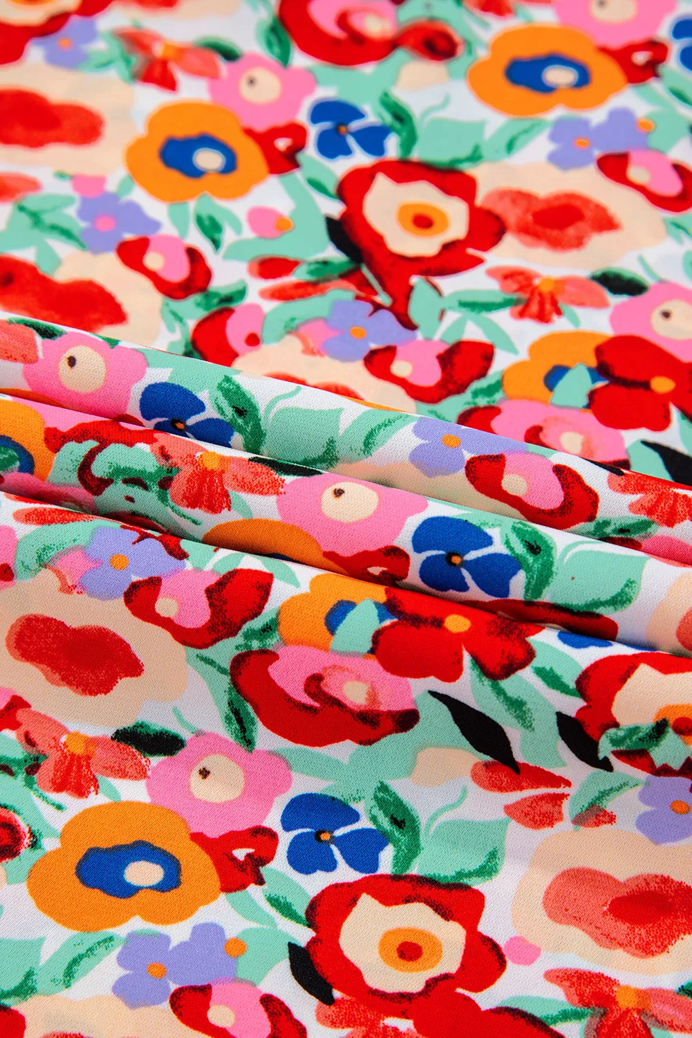 Red Floral Print Wide Waistband Side Slit Maxi Skirt sold by Beagle Boutique product image thumbnail 4